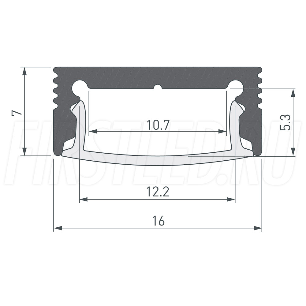 Чертеж (схема) светодиодного профиля TALUM W16.7